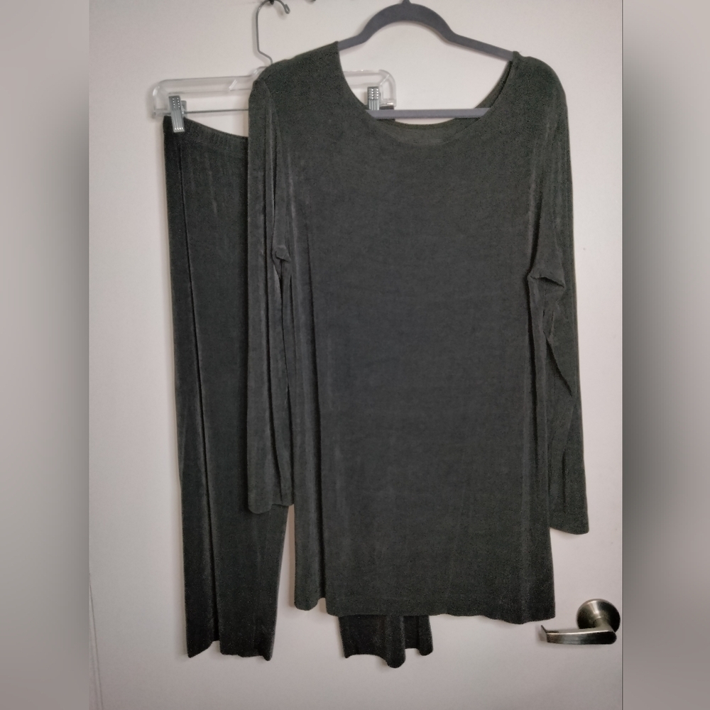 Chico's Design (Size M/L) Dark Pewter LS Top & Pull-on Pants (2PC) Matching Set - Picture 10 of 12